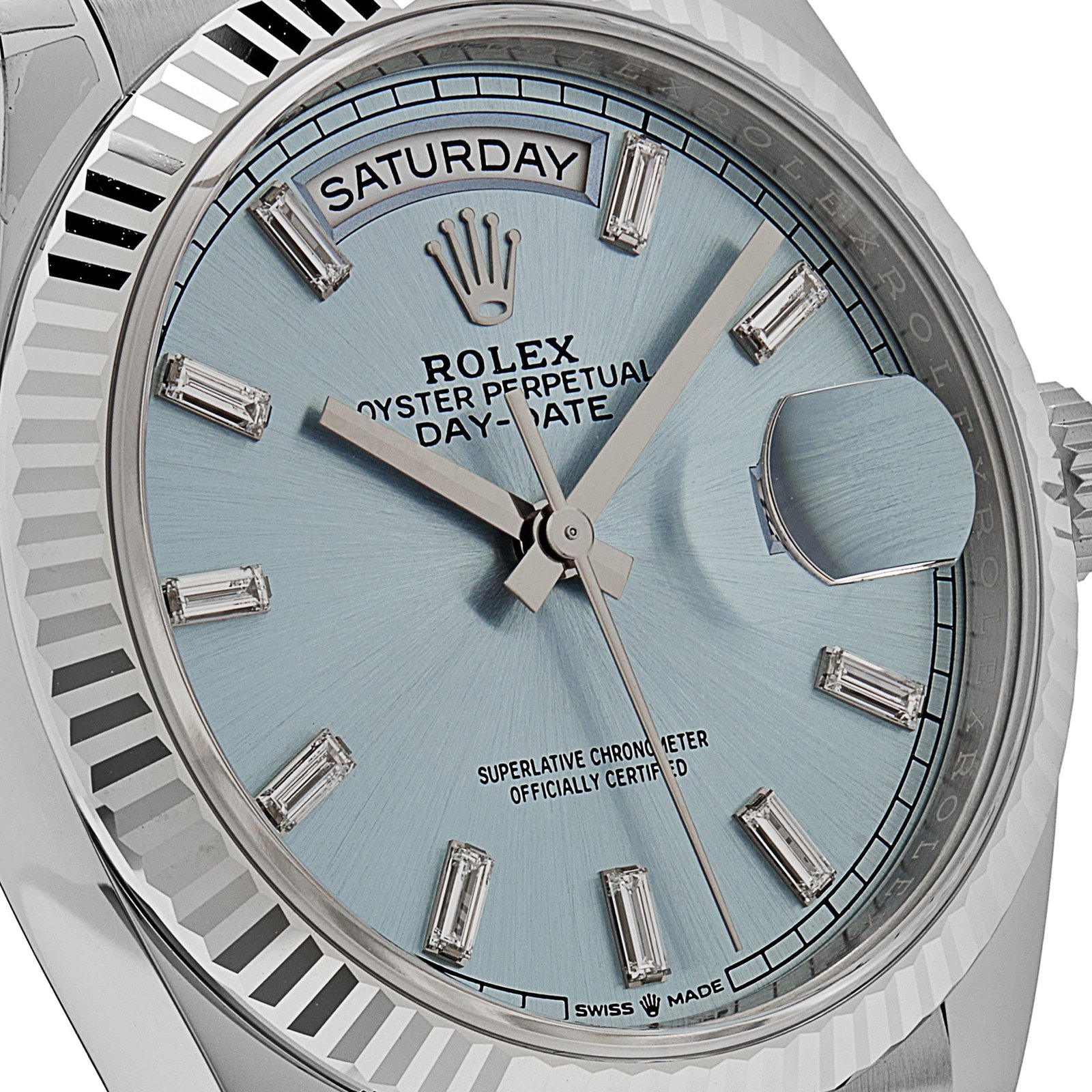 Rolex Day-Date 36 128236 Platinum Ice Blue Baguette Dial - Image 5
