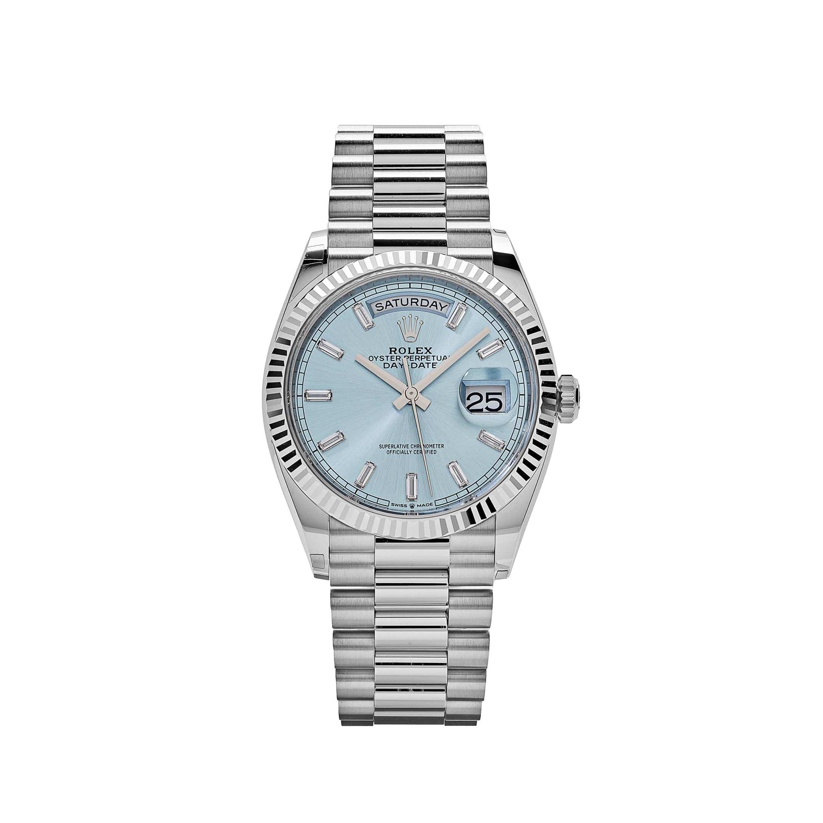 Rolex Day-Date 36 128236 Platinum Ice Blue Baguette Dial