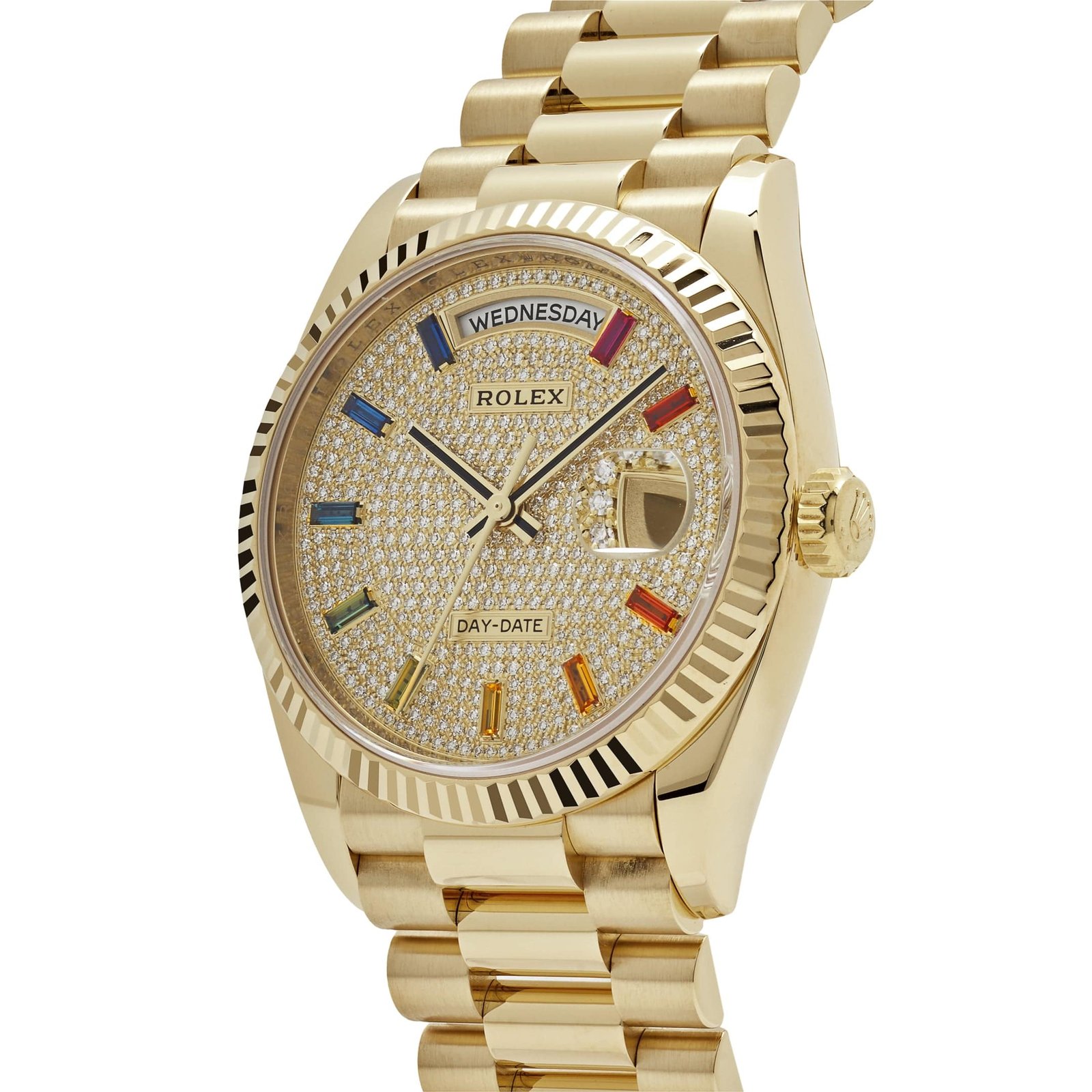 Rolex Day-Date 36 128238 Yellow Gold Diamond-Paved Rainbow Dial - Image 3