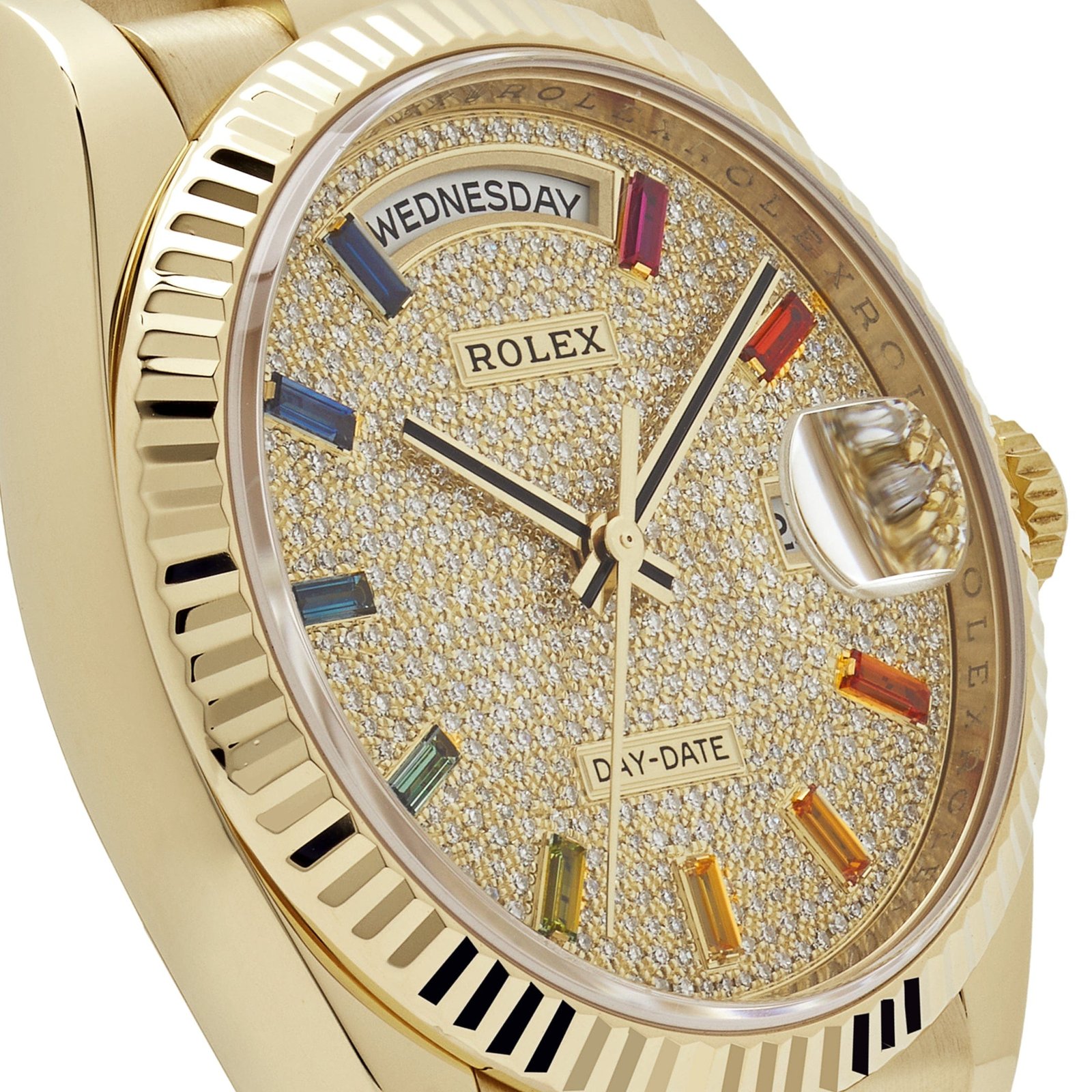 Rolex Day-Date 36 128238 Yellow Gold Diamond-Paved Rainbow Dial - Image 5