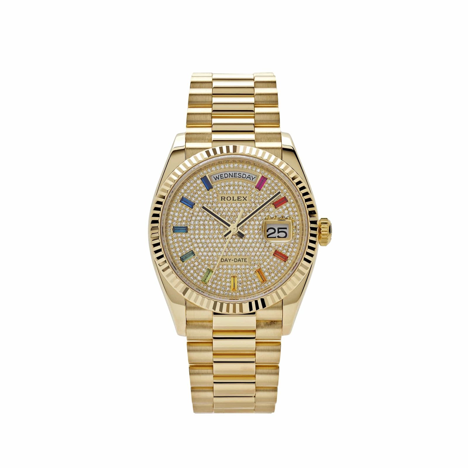 Rolex Day-Date 36 128238 Yellow Gold Diamond-Paved Rainbow Dial