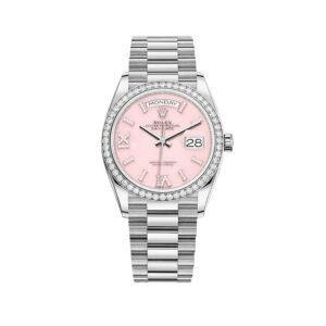 Rolex Day-Date 36 128349RBR White Gold Diamond Bezel Pink Diamond Dial