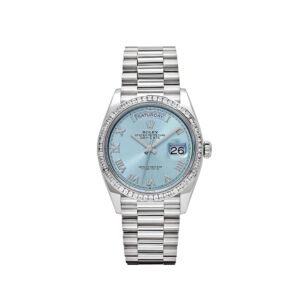 Rolex Day-Date 36 128396TBR Platinum Ice Blue Dial Diamond Bezel (2024)