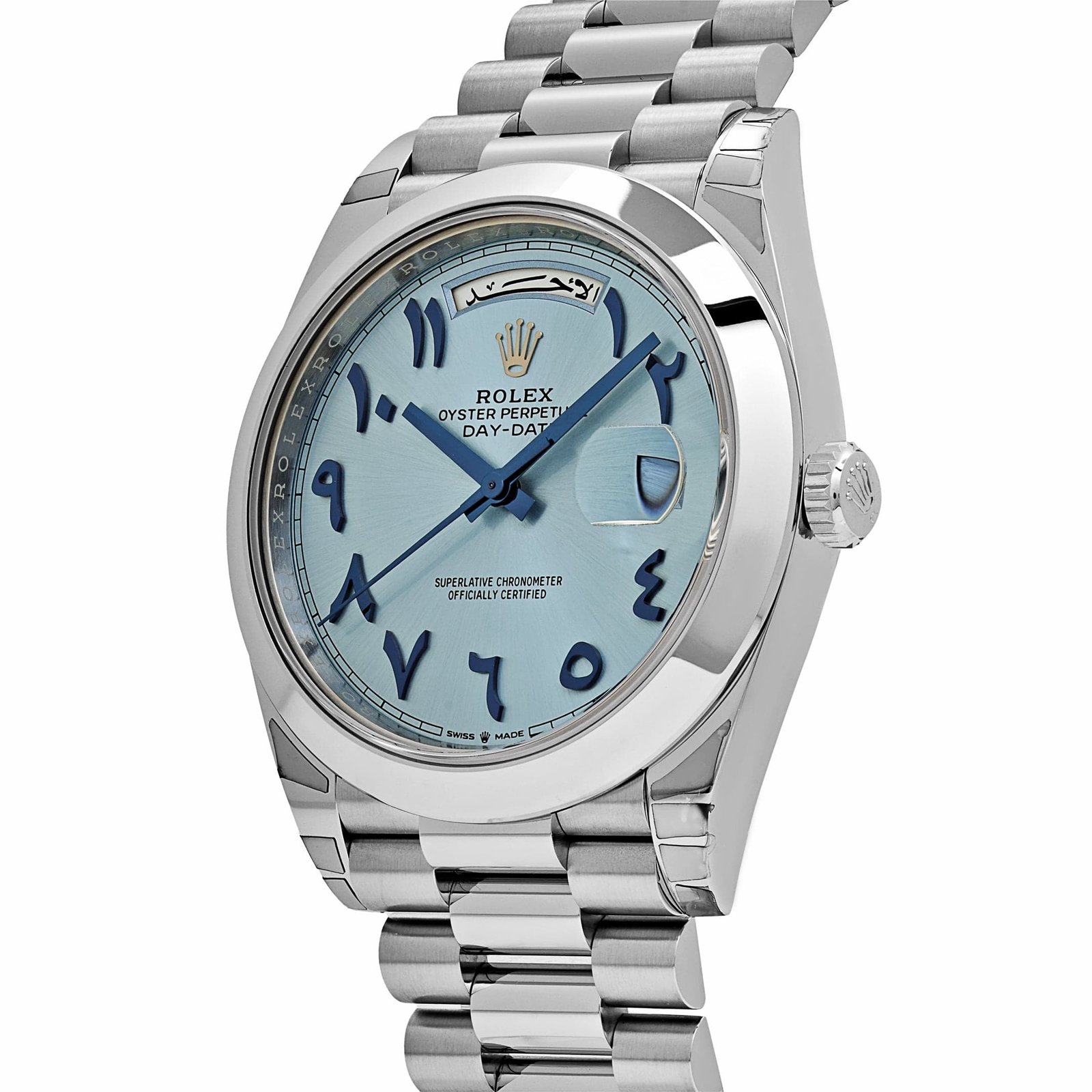 Rolex Day-Date 40 228206 Platinum Ice Blue Arabic Dial Smooth Dial - Image 3