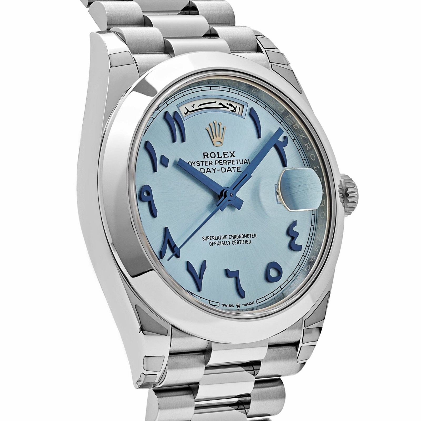 Rolex Day-Date 40 228206 Platinum Ice Blue Arabic Dial Smooth Dial - Image 4