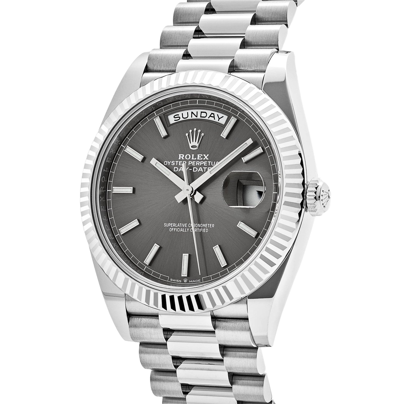 Rolex Day-Date 40 228239 White Gold Slate Rhodium Grey Dial - Image 3