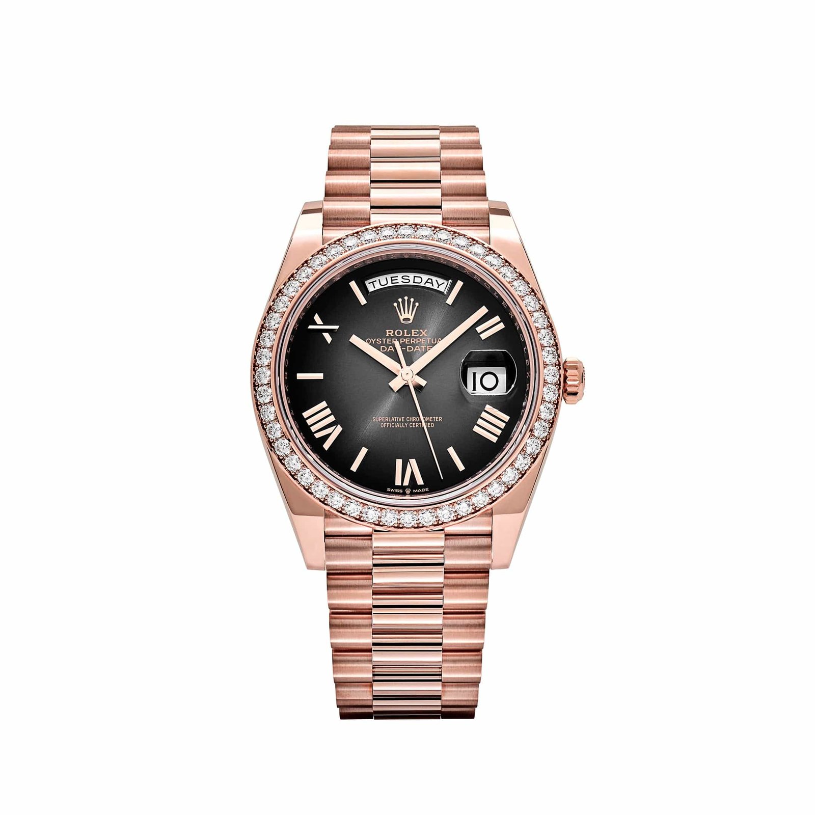 Rolex Day-Date 40 228345RBR Rose Gold Diamond Bezel Slate Ombre Dial (2025)