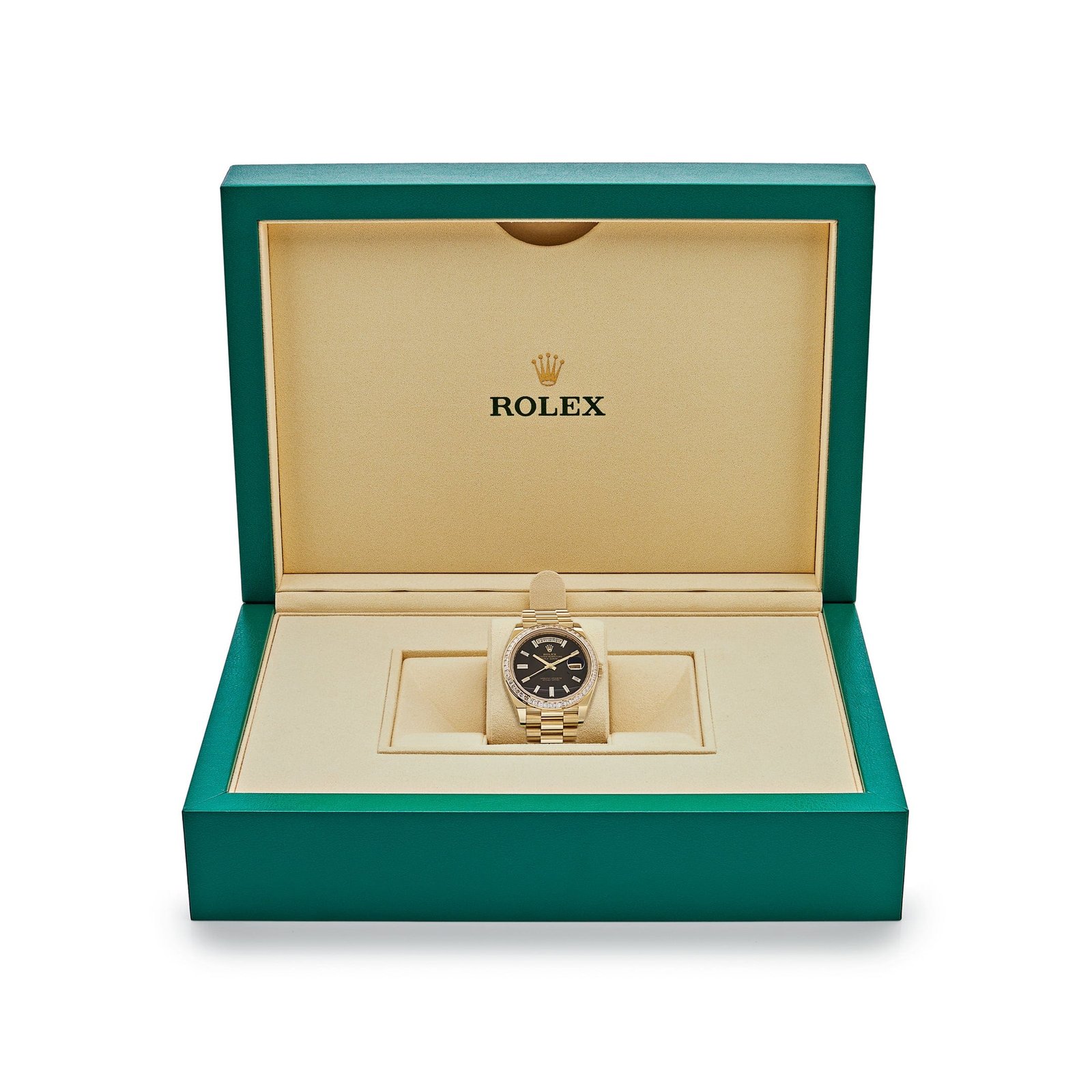 Rolex Day-Date 40 228398TBR Yellow Gold Onyx Baguette Diamond Dial Baguette Bezel - Image 7