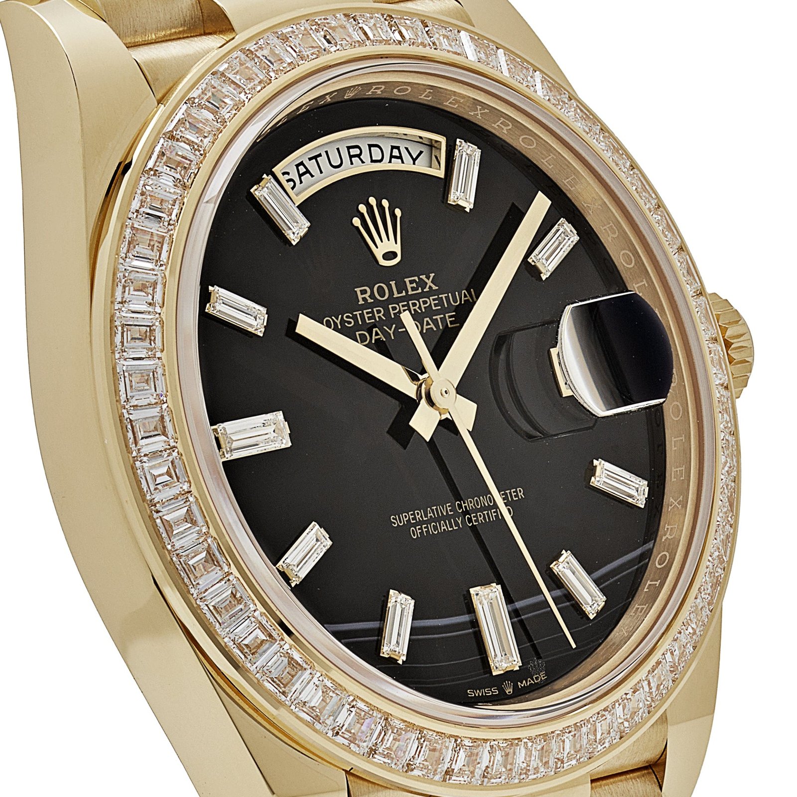 Rolex Day-Date 40 228398TBR Yellow Gold Onyx Baguette Diamond Dial Baguette Bezel - Image 5