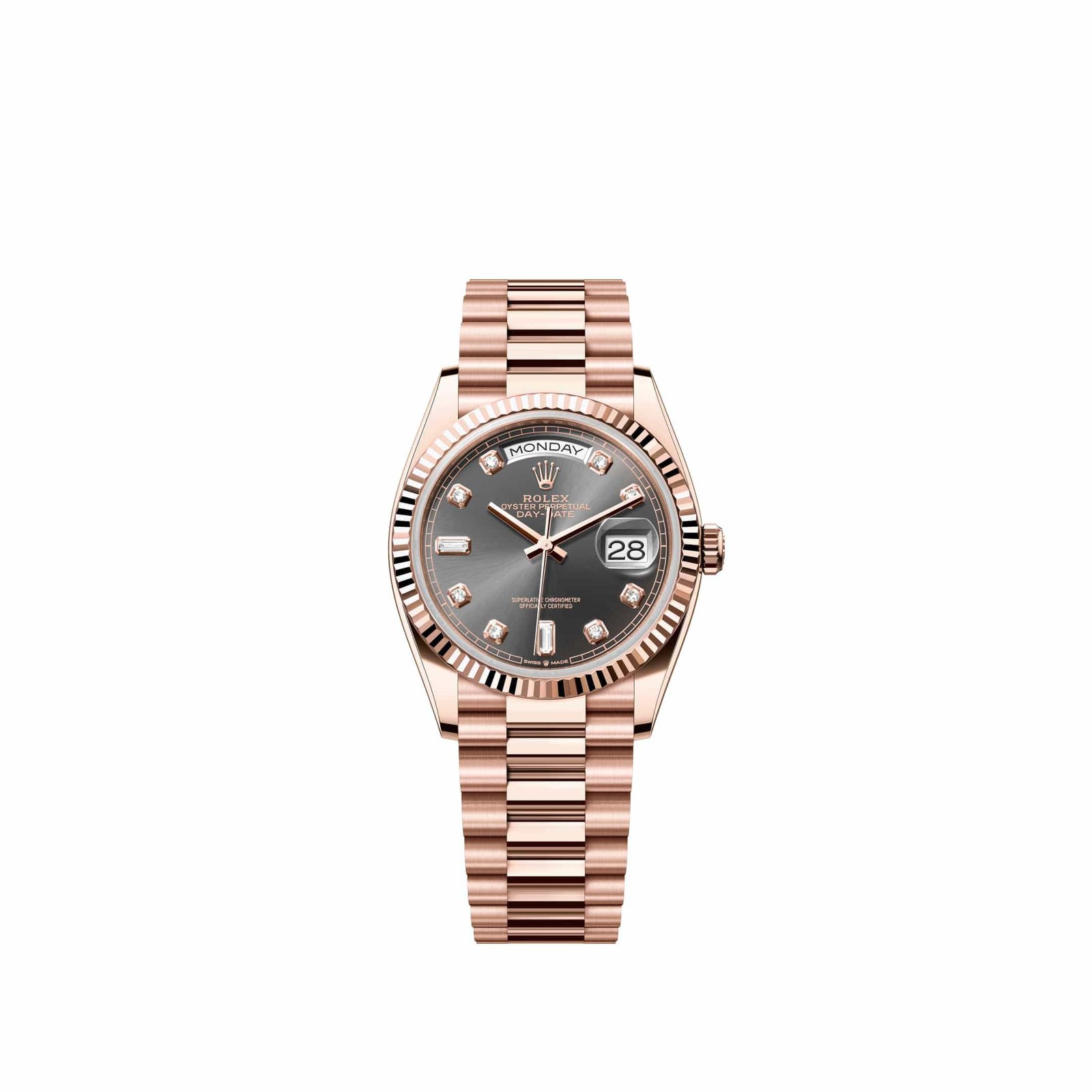 Rolex Day-Date 36 128235 Rose Gold Slate Diamond Dial President (2026)