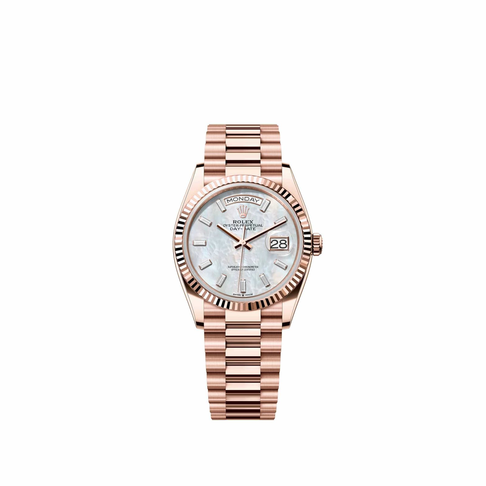 Rolex Day-Date 36 128235 Rose Gold White Mother of Pearl Diamond Dial President (2026)