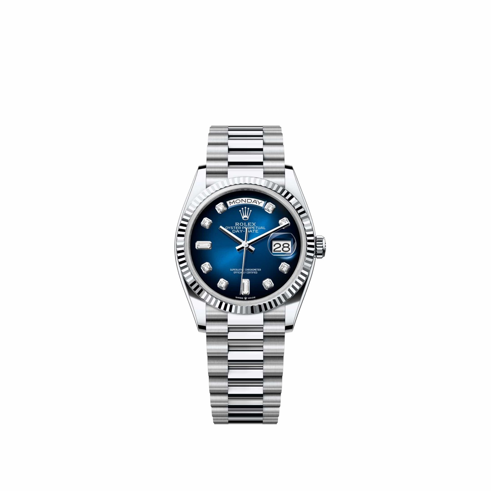 Rolex Day-Date 36 128236 Platinum Blue Ombré Diamond Dial President (2026)