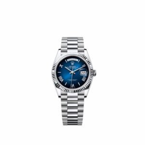 Rolex Day-Date 36 128236 Platinum Blue Ombre Roman Dial President (2026)