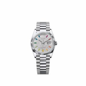 Rolex Day-Date 36 128236 Platinum Diamond-Paved Sapphire Dial President (2026)