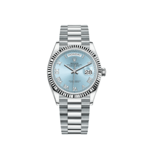 Rolex Day-Date 36 128236 Platinum Ice Blue Roman Numerals Dial (2023)