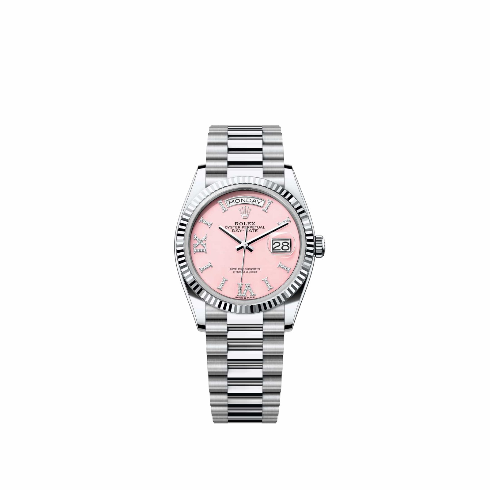 Rolex Day-Date 36 128236 Platinum Pink Opal Diamond Dial President (2026)