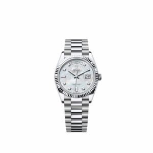 Rolex Day-Date 36 128236 Platinum White Mother of Pearl Diamond Dial President (2026)