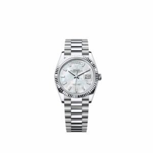 Rolex Day-Date 36 128236 Platinum White Mother of Pearl Diamond Dial President (2026)