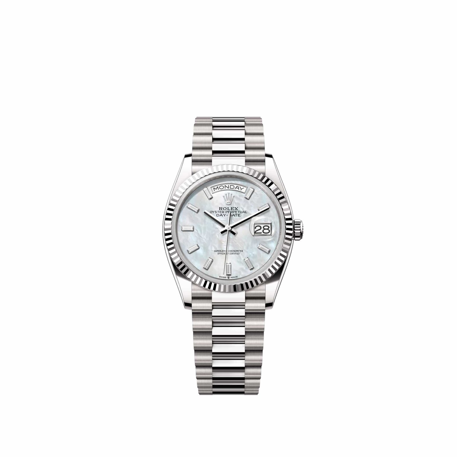 Rolex Day-Date 36 128239 White Gold White Mother of Pearl Diamond Dial President (2026)