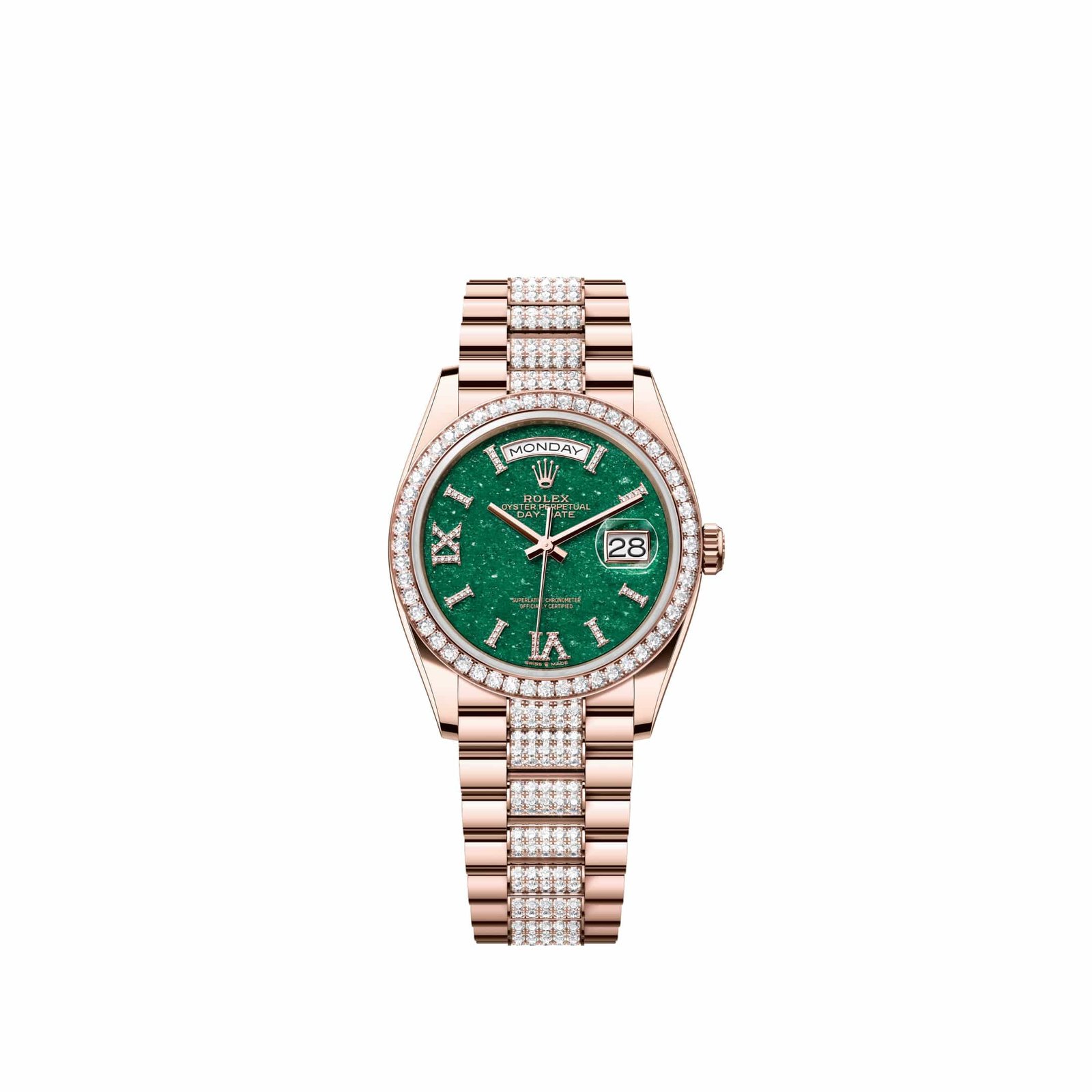 Rolex Day-Date 36 128345RBR Rose Gold Green Aventurine Diamond Dial Diamond-Set President Diamond Bezel (2026)