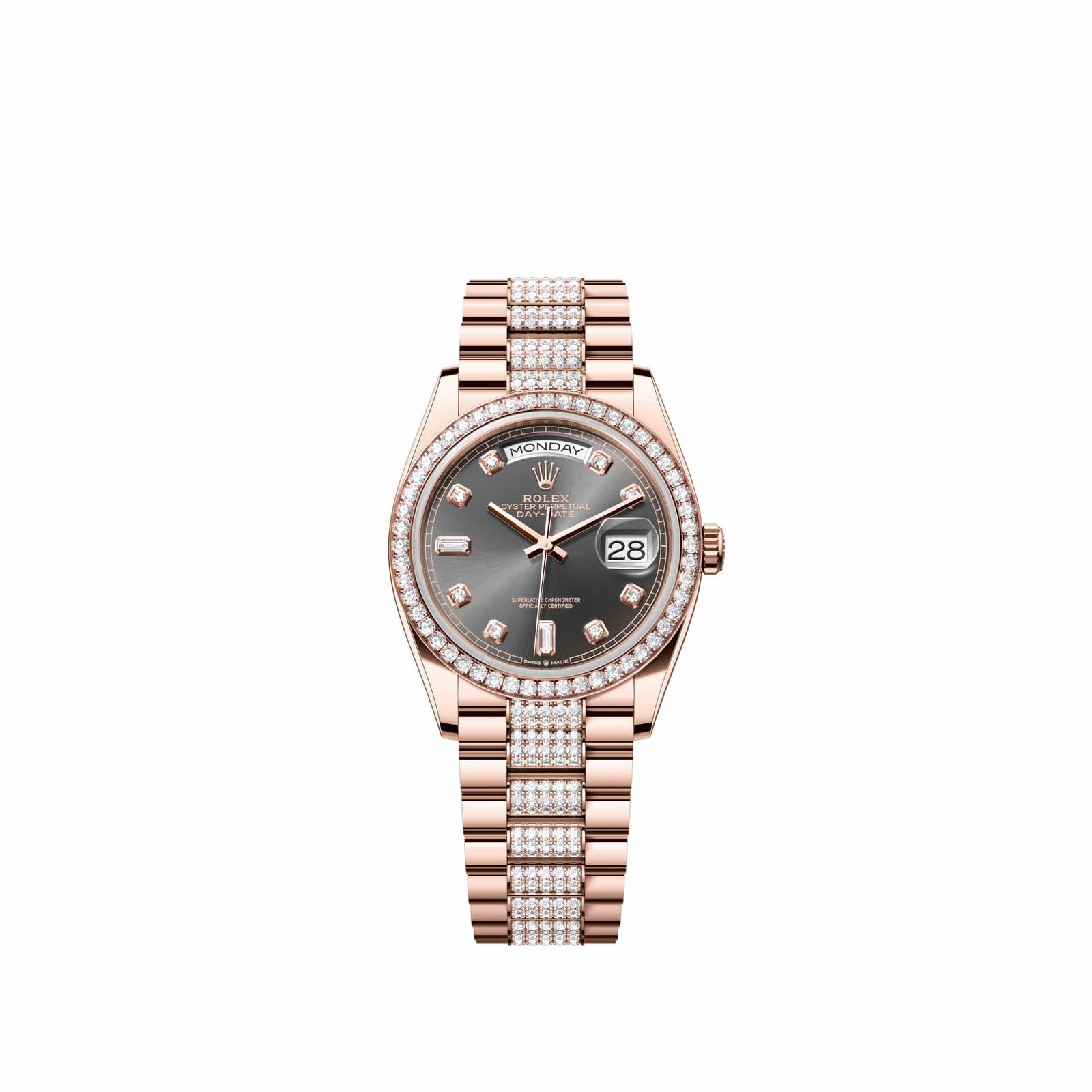 Rolex Day-Date 36 128345RBR Rose Gold Slate Diamond Dial Diamond-Set President Diamond Bezel (2026)