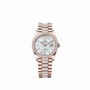 Rolex Day-Date 36 128345RBR Rose Gold White Mother of Pearl Diamond Dial Diamond-Set President Diamond Bezel (2026)
