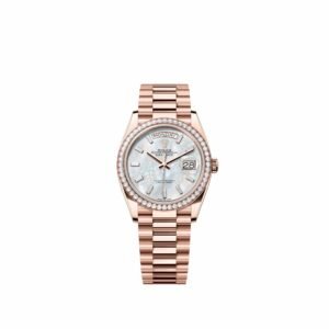 Rolex Day-Date 36 128345RBR Rose Gold White Mother of Pearl Diamond Dial President Diamond Bezel (2026)