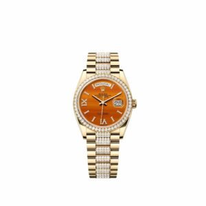 Rolex Day-Date 36 128348RBR Yellow Gold Carnelian Diamond Dial Diamond-Set President Diamond Bezel (2026)