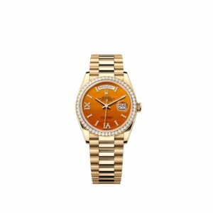 Rolex Day-Date 36 128348RBR Yellow Gold Carnelian Diamond Dial President Diamond Bezel (2026)
