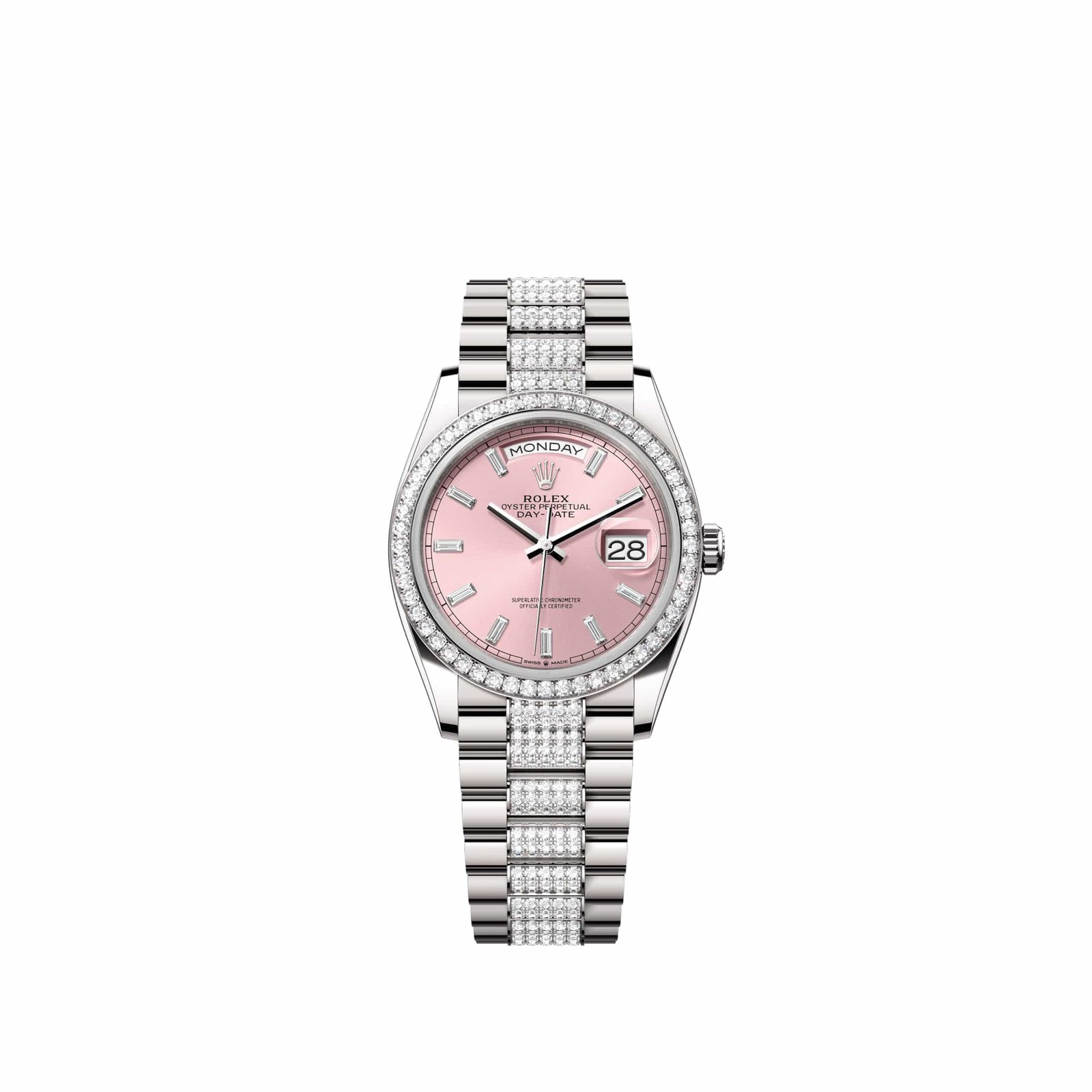 Rolex Day-Date 36 128349RBR White Gold Pink Diamond Dial Diamond-Set President Diamond Bezel (2026)