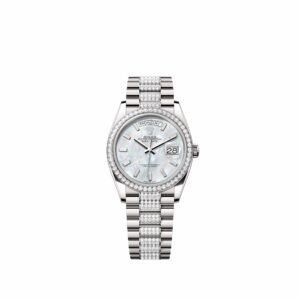 Rolex Day-Date 36 128349RBR White Gold White Mother of Pearl Diamond Dial Diamond-Set President Diamond Bezel (2026)