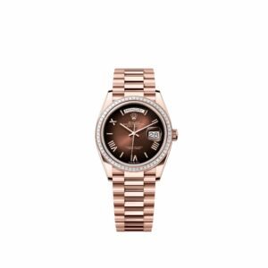 Rolex Day-Date 36 128395TBR Rose Gold Brown Ombre Roman Dial President Diamond Bezel (2026)