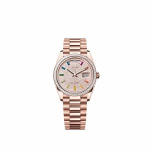 Rolex Day-Date 36 128395TBR Rose Gold Diamond-Paved Sapphire Dial President Diamond Bezel (2026)