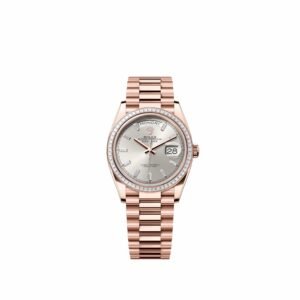 Rolex Day-Date 36 128395TBR Rose Gold Silver Diamond Dial President Diamond Bezel (2026)