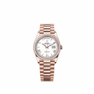 Rolex Day-Date 36 128395TBR Rose Gold White Roman Dial President Diamond Bezel (2026)