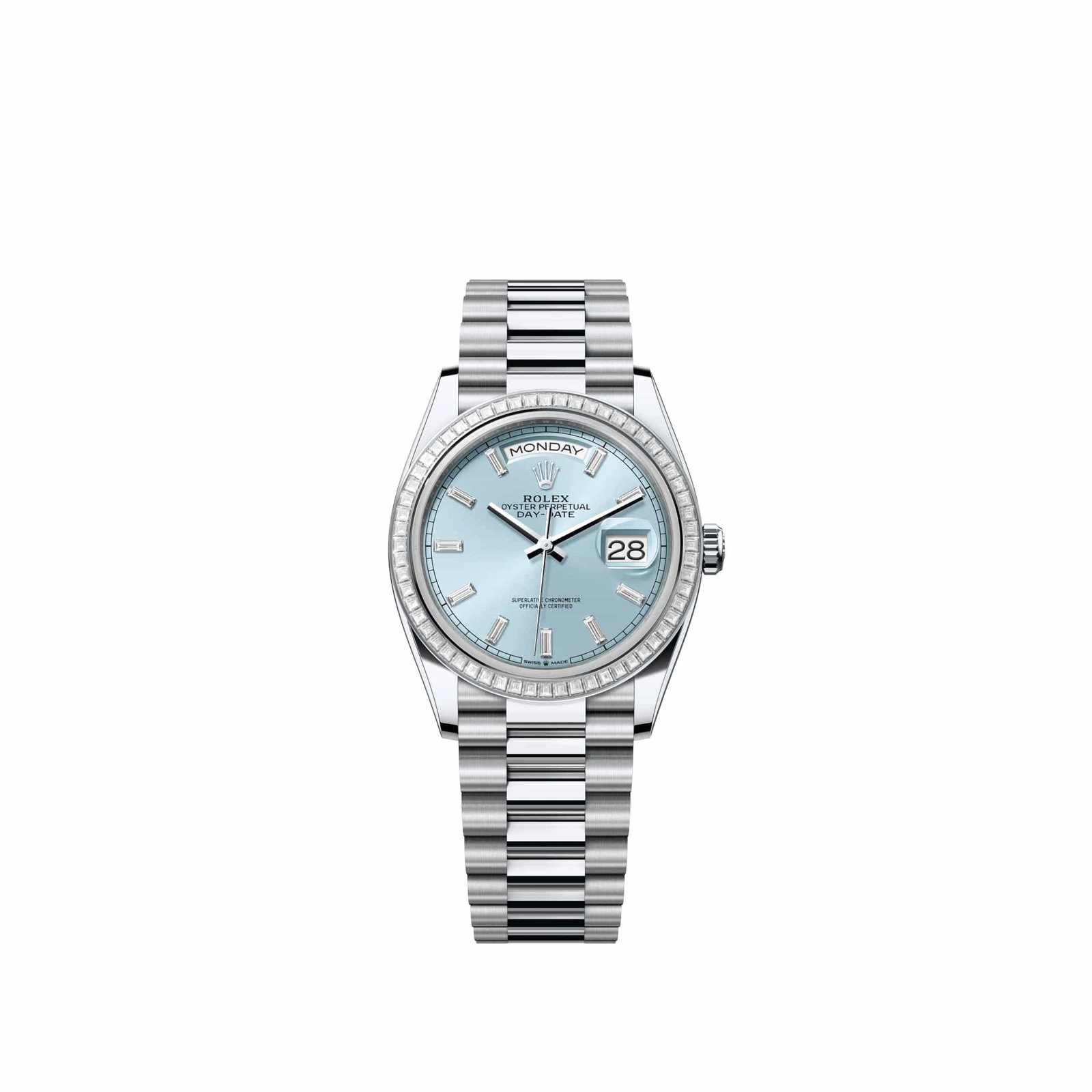 Rolex Day-Date 36 128396TBR Platinum Ice Blue Diamond Dial President Diamond Bezel (2026)