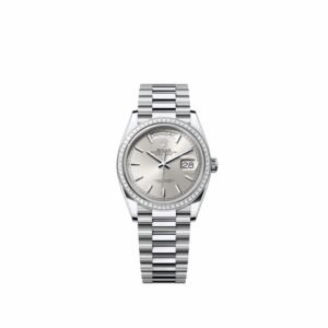 Rolex Day-Date 36 128396TBR Platinum Silver Dial President Diamond Bezel (2026)