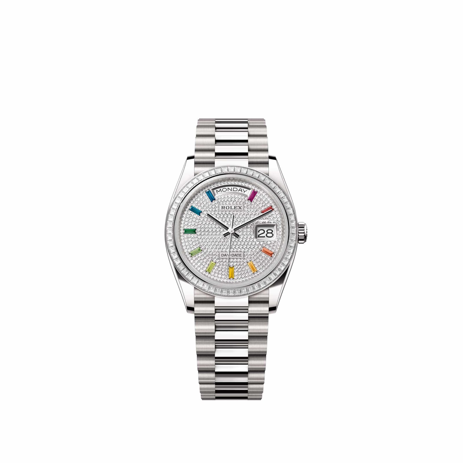 Rolex Day-Date 36 128399TBR White Gold Diamond-Paved Sapphire Dial President Diamond Bezel (2026)