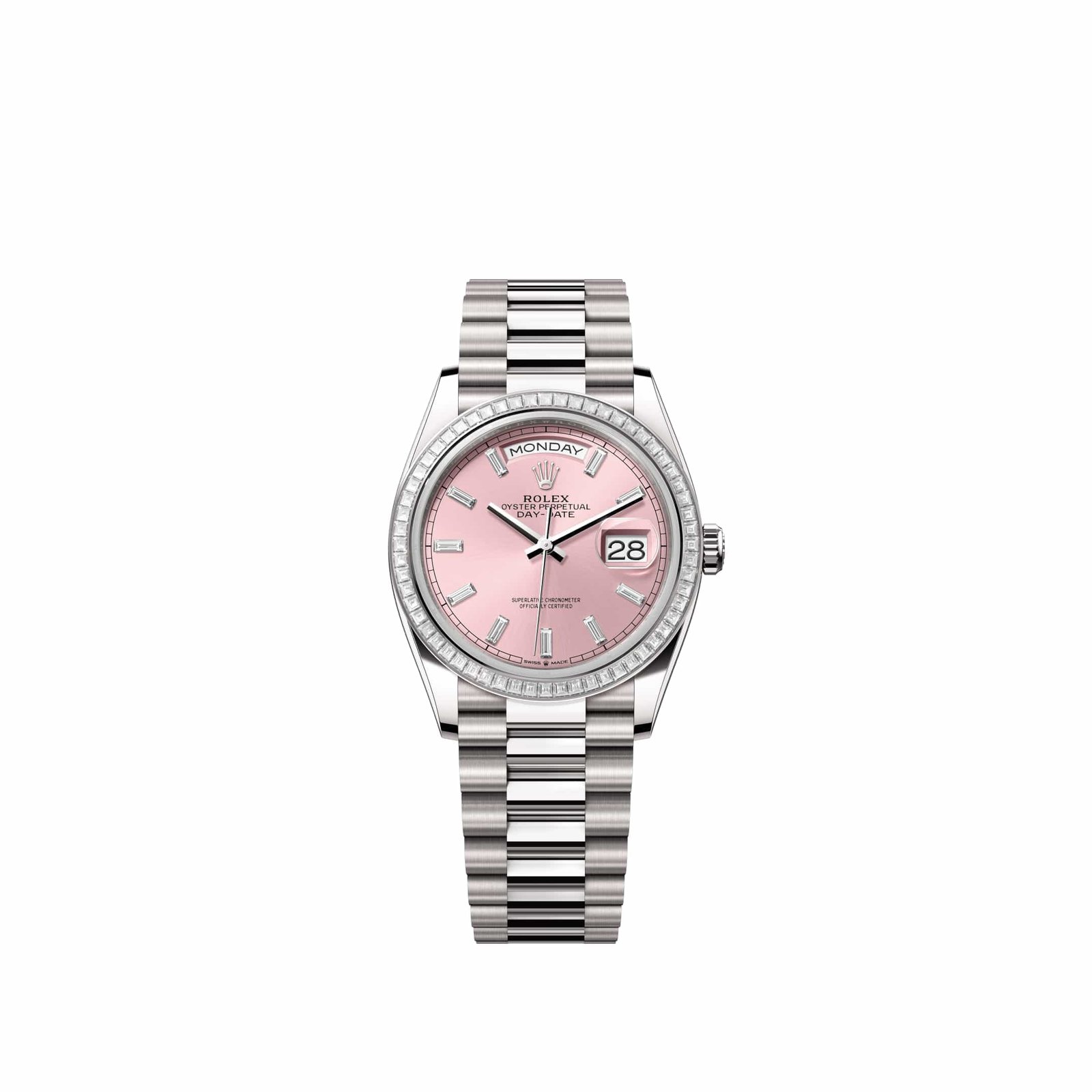 Rolex Day-Date 36 128399TBR White Gold Pink Diamond Dial President Diamond Bezel (2026)