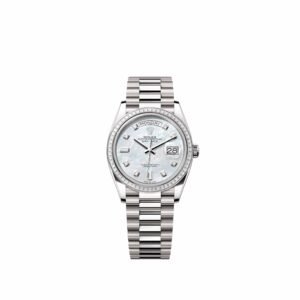 Rolex Day-Date 36 128399TBR White Gold White Mother of Pearl Diamond Dial President Diamond Bezel (2026)