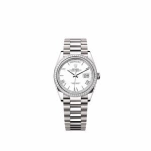 Rolex Day-Date 36 128399TBR White Gold White Roman Dial President Diamond Bezel (2026)