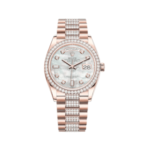 Rolex Day-Date 36 128345RBR Rose Gold White Mother of Pearl Diamond Dial Diamond Bezel President