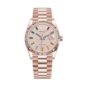 Rolex Day-Date 36 128235 Rose Gold Diamond Paved Dial