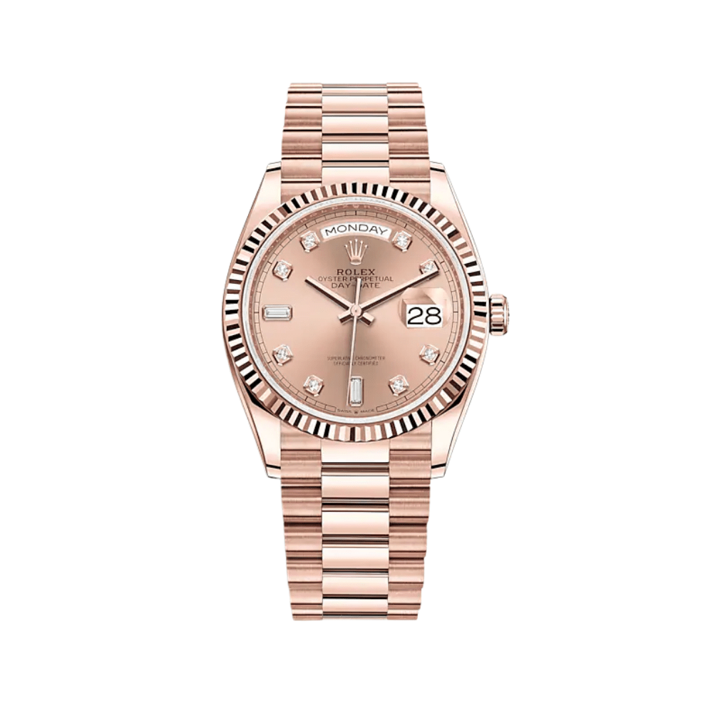Rolex Day-Date 36 128235 Rose Gold Pink Diamond Dial