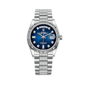 Rolex Day-Date 36 128239 White Gold Blue Ombre Diamond Dial