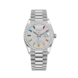 Rolex Day-Date 36 128349RBR White Gold Diamond Bezel Diamond-Paved Dial