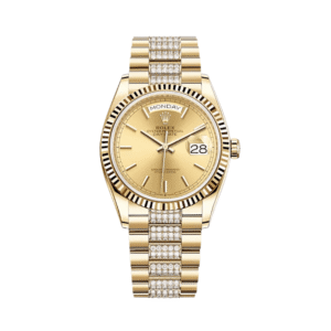 Rolex Day-Date 36 128238 Yellow Gold Champagne Dial Diamond Bracelet