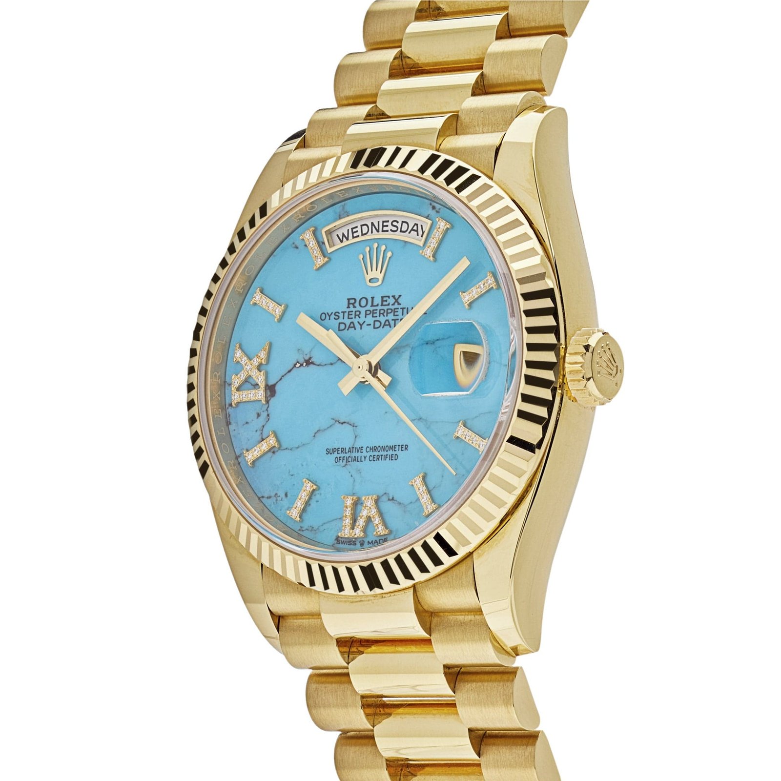 Rolex Day-Date 36 128238 Yellow Gold Turquoise Diamond Dial - Image 2
