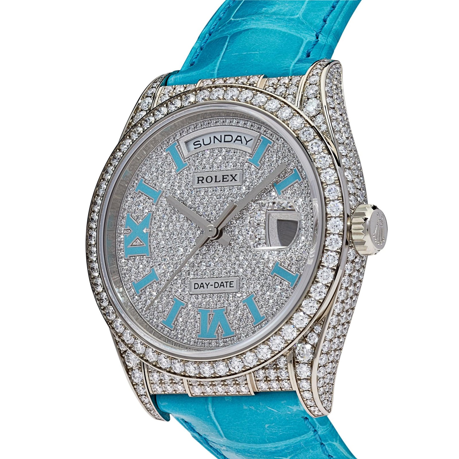 Rolex Day-Date 36 128159RBR White Gold Diamond Roman Dial - Image 4
