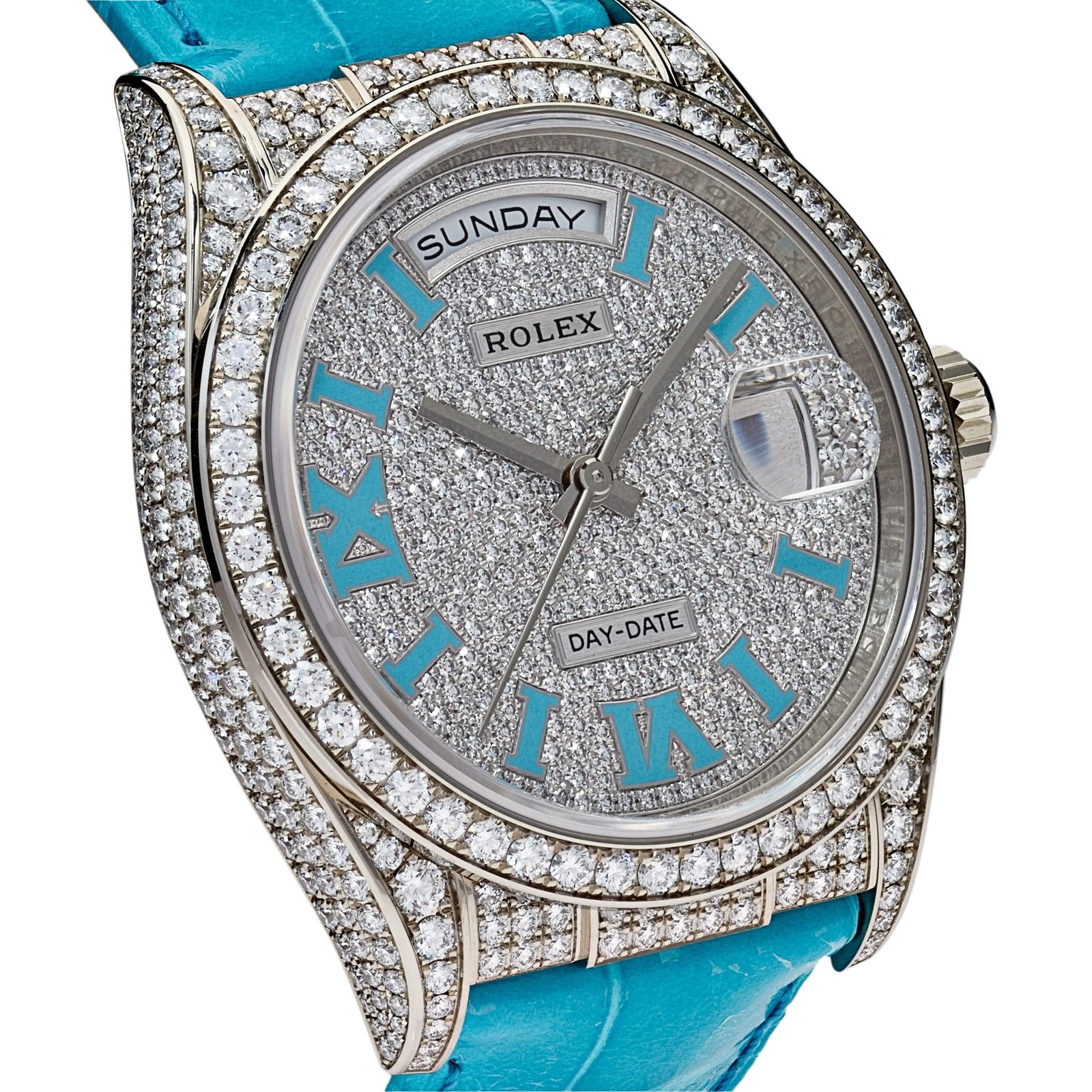 Rolex Day-Date 36 128159RBR White Gold Diamond Roman Dial - Image 5